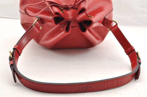Authentic Louis Vuitton Epi Petit Noe Shoulder Drawstring Bag M44107 Red 6051I