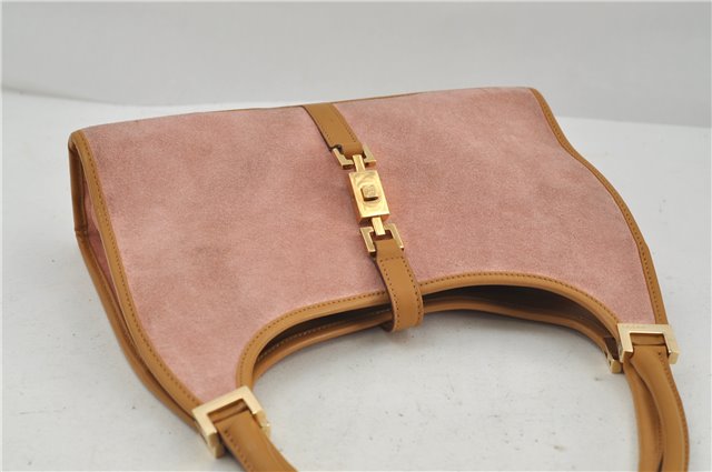 Authentic GUCCI Jackie Shoulder Hand Bag Suede Leather 0021068 Pink 6052D