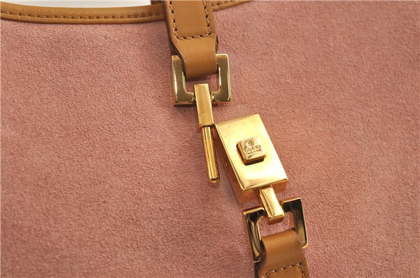 Authentic GUCCI Jackie Shoulder Hand Bag Suede Leather 0021068 Pink 6052D