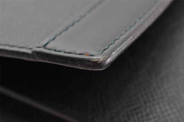 Auth Louis Vuitton Taiga Volga Document case Clutch Bag Green M30204 LV 6053I