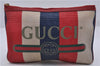 GUCCI Sylvie Baiadera Stripes Clutch Bag Canvas Leather 524788 Multicolor 6054C