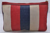 GUCCI Sylvie Baiadera Stripes Clutch Bag Canvas Leather 524788 Multicolor 6054C