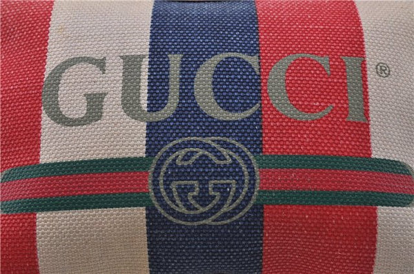 GUCCI Sylvie Baiadera Stripes Clutch Bag Canvas Leather 524788 Multicolor 6054C