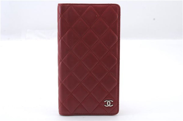 Authentic CHANEL Lamb Skin Matelasse CoCo Mark Notebook Cover Red 6060C