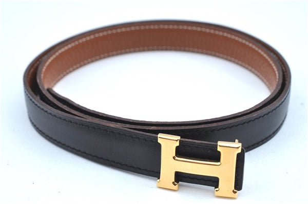 Authentic HERMES Constance Leather Belt Size 75cm 29.5-33.5" Black Box 6061E