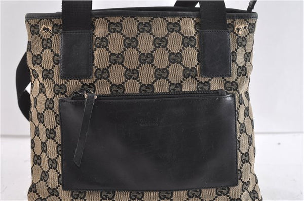 Authentic GUCCI Shoulder Hand Bag Purse GG Canvas Leather 0190402 Black 6063C