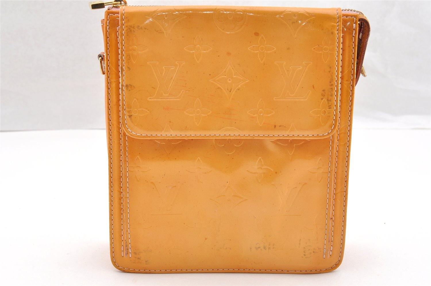 Auth Louis Vuitton Monogram Vernis Mott Shoulder Bag Yellow M91034 LV Junk 6072I