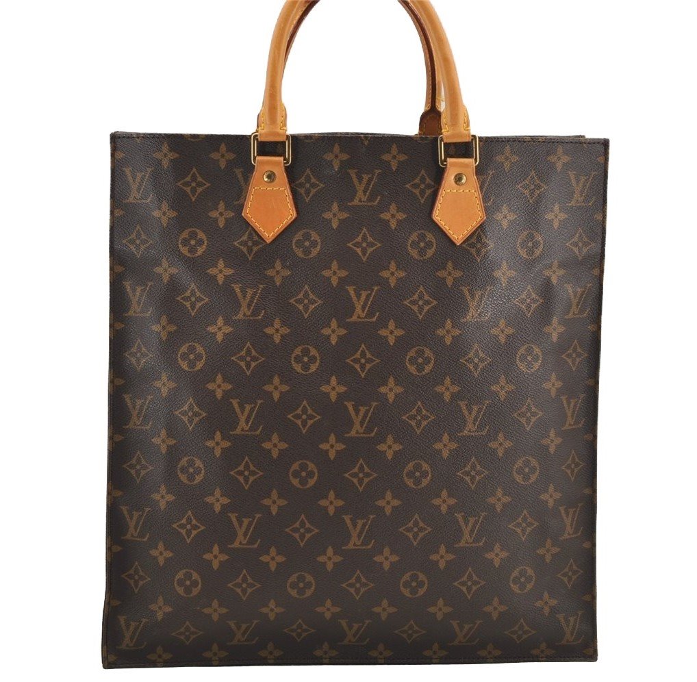 Authentic Louis Vuitton Monogram Sac Plat Hand Tote Bag M51140 LV Junk 6074I