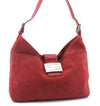 Authentic FENDI Mamma Baguette Shoulder Hand Bag Purse Suede Leather Red 6075C