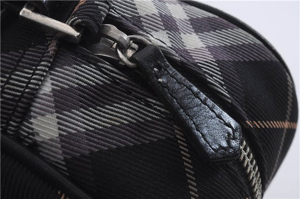 Auth BURBERRY BLUE LABEL Check Shoulder Bag Canvas Leather Black Purple 6077D