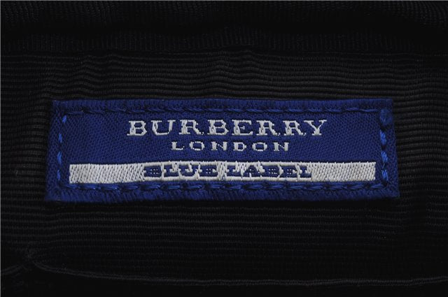 Auth BURBERRY BLUE LABEL Check Shoulder Bag Canvas Leather Black Purple 6077D