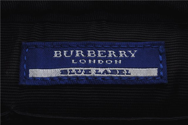 Auth BURBERRY BLUE LABEL Check Shoulder Bag Canvas Leather Black Purple 6077D
