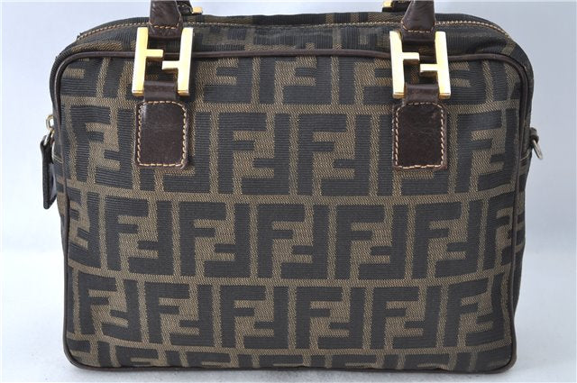 Auth FENDI Zucca 2Way Shoulder Cross Body Hand Bag Nylon Leather Brown 6083A