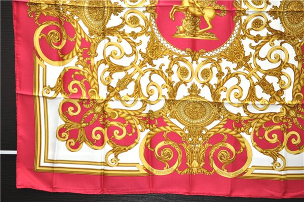 Authentic HERMES Carre 90 Scarf "LES TUILERIES" Silk Bordeaux Red PB 6084E