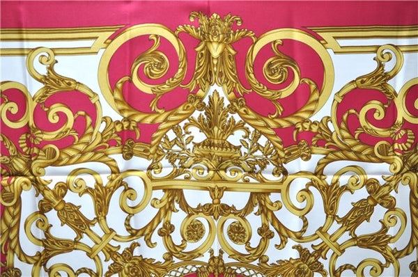 Authentic HERMES Carre 90 Scarf "LES TUILERIES" Silk Bordeaux Red PB 6084E