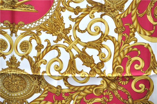 Authentic HERMES Carre 90 Scarf "LES TUILERIES" Silk Bordeaux Red PB 6084E