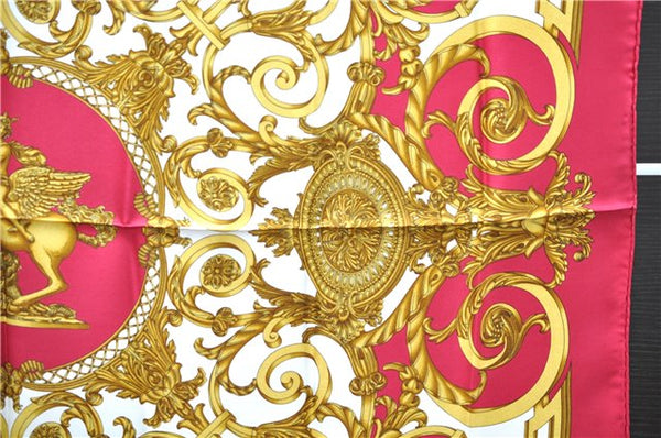 Authentic HERMES Carre 90 Scarf "LES TUILERIES" Silk Bordeaux Red PB 6084E