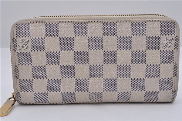 Authentic Louis Vuitton Damier Azur Zippy Wallet Long Purse N60019 LV 6085E