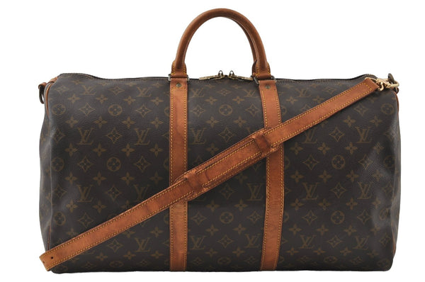 Authentic Louis Vuitton Monogram Keepall Bandouliere 50 M41416 Boston Bag 6086I