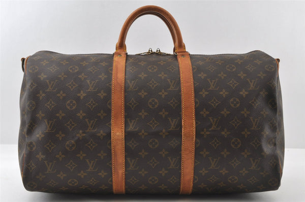 Authentic Louis Vuitton Monogram Keepall Bandouliere 50 M41416 Boston Bag 6086I