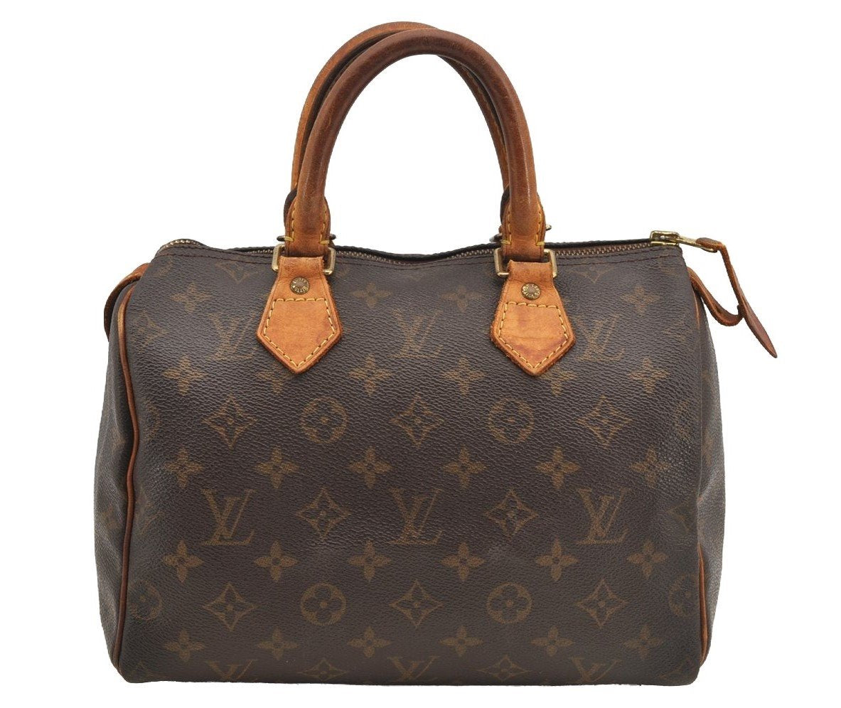 Authentic Louis Vuitton Monogram Speedy 25 Boston Hand Bag M41528 LV 6087I