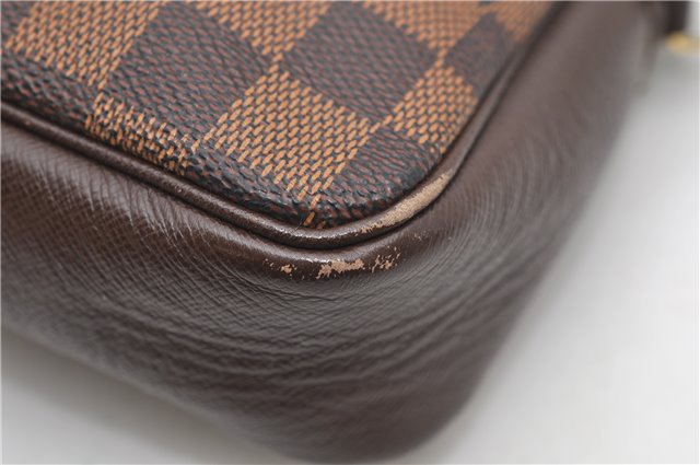 Authentic Louis Vuitton Damier Trousse Makeup Hand Bag Pouch N51982 LV 6090D
