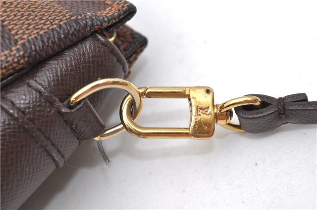 Authentic Louis Vuitton Damier Trousse Makeup Hand Bag Pouch N51982 LV 6090D