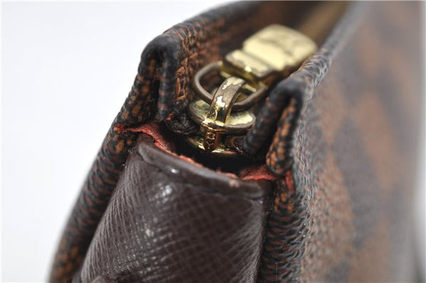 Authentic Louis Vuitton Damier Trousse Makeup Hand Bag Pouch N51982 LV 6090D