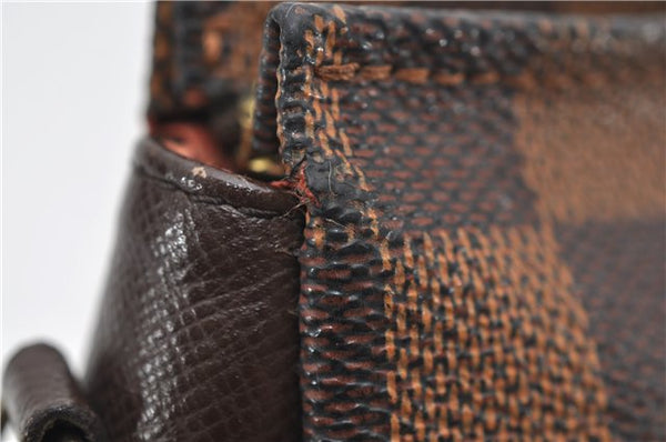 Authentic Louis Vuitton Damier Trousse Makeup Hand Bag Pouch N51982 LV 6090D