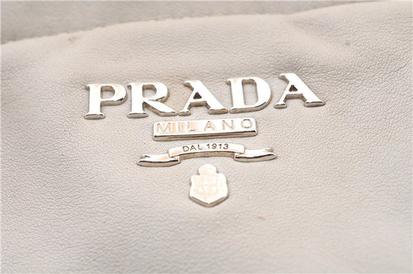 Authentic PRADA Leather Shoulder Tote Bag Purse Ivory 6092C