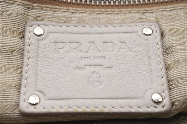 Authentic PRADA Leather Shoulder Tote Bag Purse Ivory 6092C