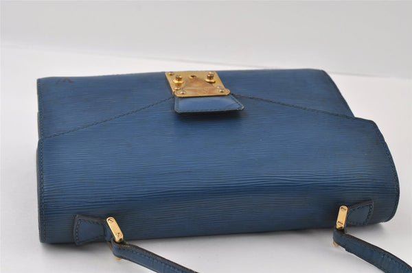 Authentic Louis Vuitton Epi Concorde Hand Bag Purse Blue M52135 LV 6092I