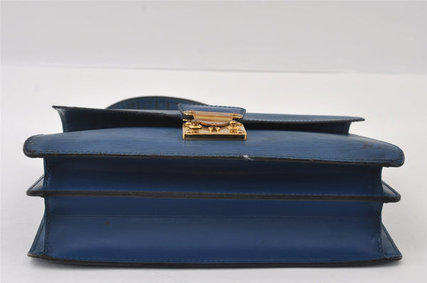 Authentic Louis Vuitton Epi Concorde Hand Bag Purse Blue M52135 LV 6092I