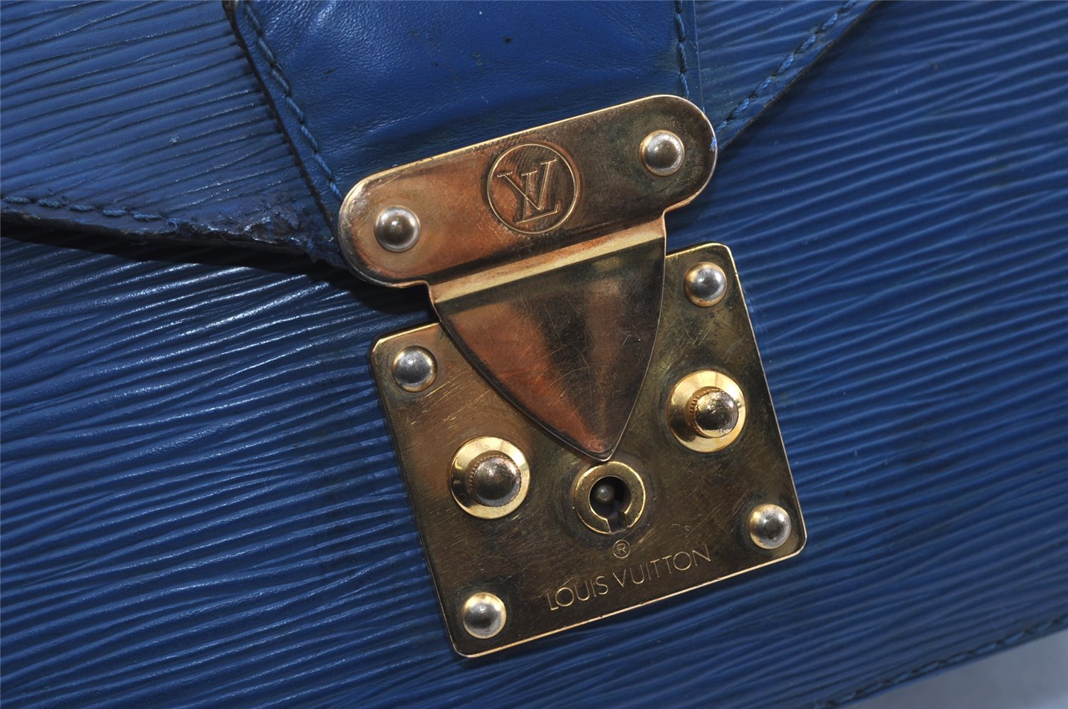 Authentic Louis Vuitton Epi Concorde Hand Bag Purse Blue M52135 LV 6092I