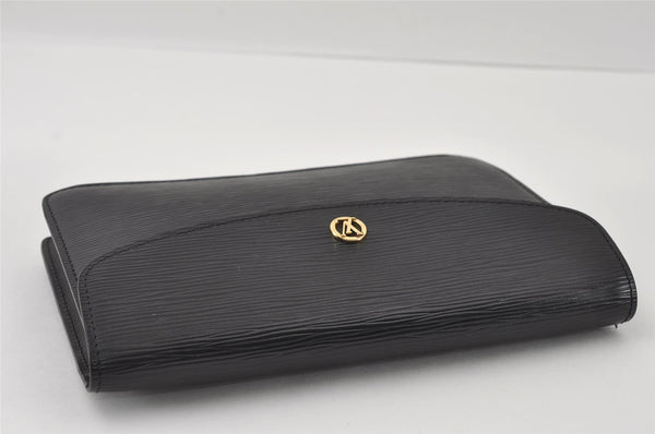 Authentic Louis Vuitton Epi Montaigne 23 Clutch Hand Bag Black M52662 LV 6096I