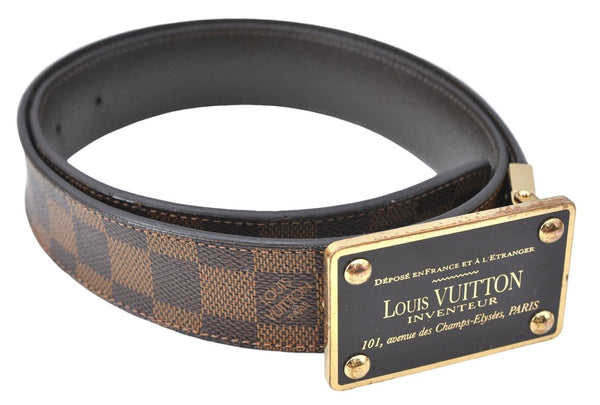 Authentic Louis Vuitton Damier Belt Ceinture Inventeur 85cm 33.5" M9677 LV 6097B