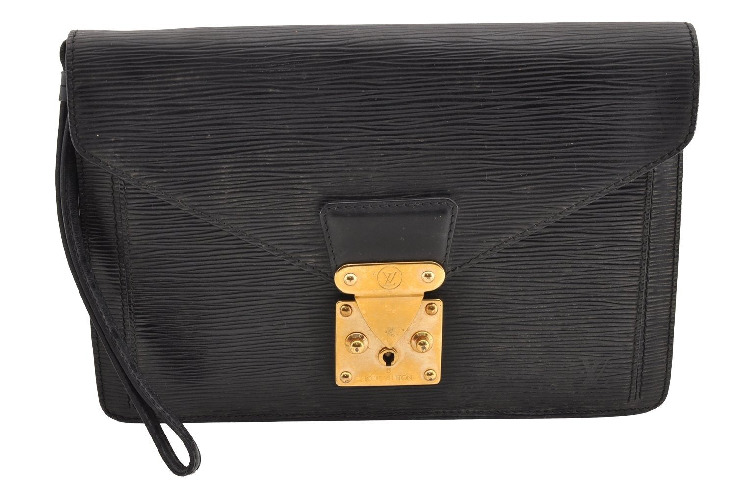 Authentic Louis Vuitton Epi Sellier Dragonne Clutch Bag Black M52612 LV 6097I