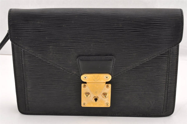 Authentic Louis Vuitton Epi Sellier Dragonne Clutch Bag Black M52612 LV 6097I