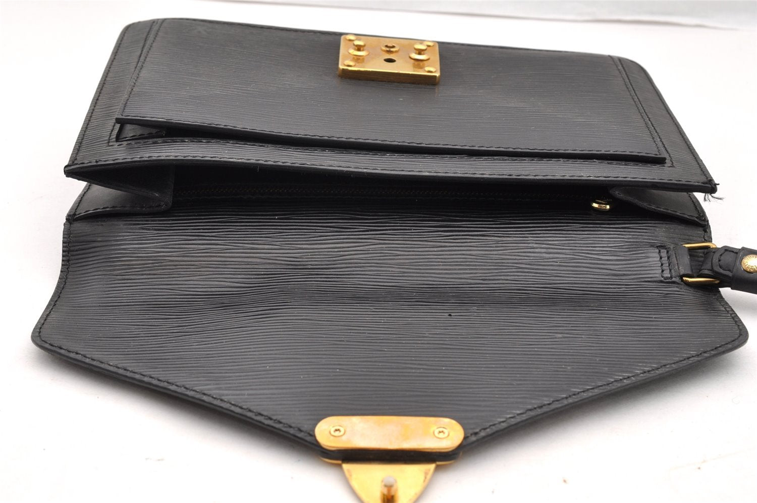 Authentic Louis Vuitton Epi Sellier Dragonne Clutch Bag Black M52612 LV 6097I