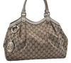 Authentic GUCCI Sukey Shoulder Tote Bag GG Canvas Leather 211944 Brown  6098D