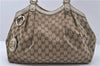Authentic GUCCI Sukey Shoulder Tote Bag GG Canvas Leather 211944 Brown  6098D