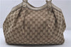 Authentic GUCCI Sukey Shoulder Tote Bag GG Canvas Leather 211944 Brown  6098D