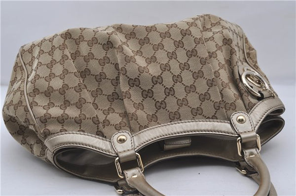 Authentic GUCCI Sukey Shoulder Tote Bag GG Canvas Leather 211944 Brown  6098D