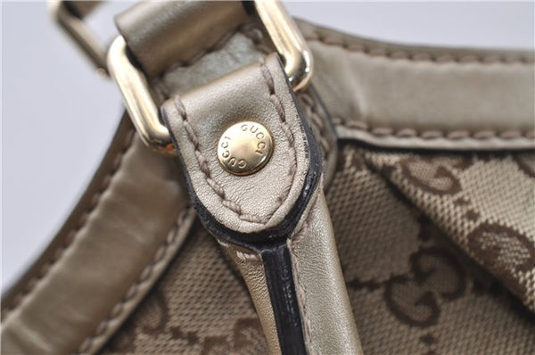 Authentic GUCCI Sukey Shoulder Tote Bag GG Canvas Leather 211944 Brown  6098D