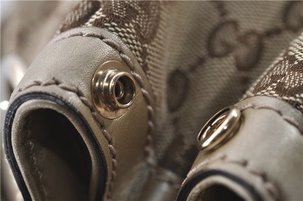 Authentic GUCCI Sukey Shoulder Tote Bag GG Canvas Leather 211944 Brown  6098D