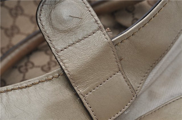 Authentic GUCCI Sukey Shoulder Tote Bag GG Canvas Leather 211944 Brown  6098D