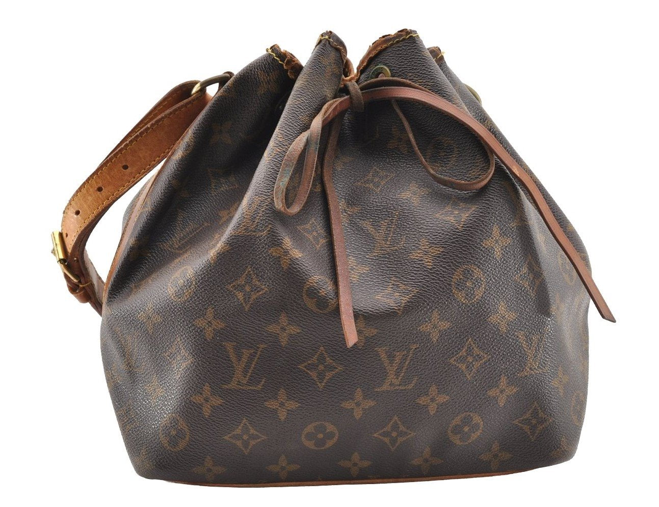 Authentic Louis Vuitton Monogram Petit Noe M42226 Shoulder Drawstring Bag 6103I