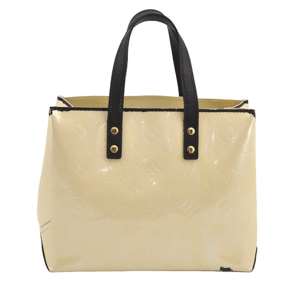 Authentic Louis Vuitton Vernis Reade PM Hand Bag Light Yellow M91145 LV 6111I