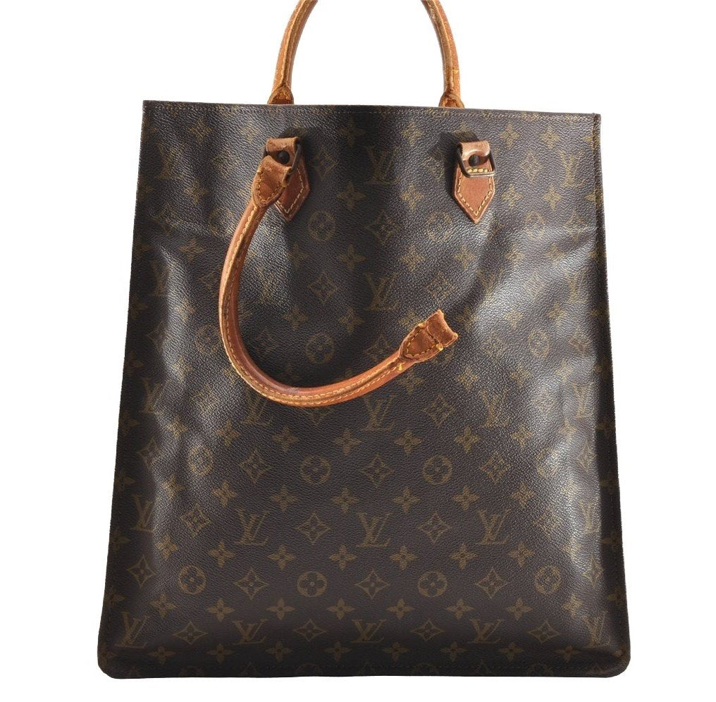 Authentic Louis Vuitton Monogram Sac Plat Hand Tote Bag Old Model LV Junk 6115I