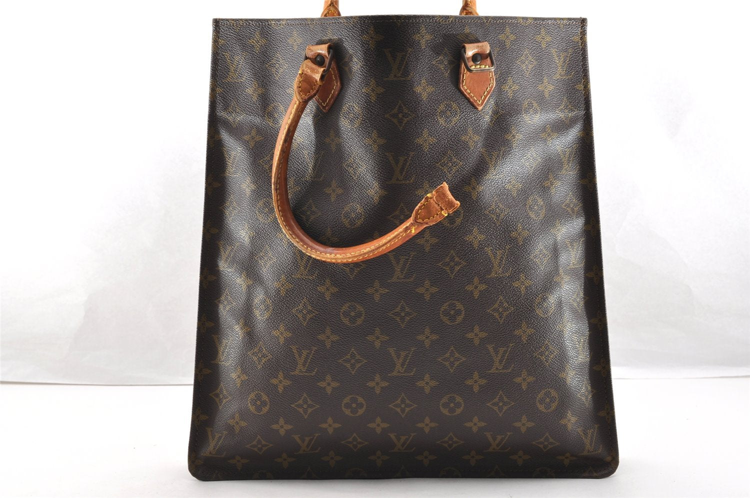 Authentic Louis Vuitton Monogram Sac Plat Hand Tote Bag Old Model LV Junk 6115I